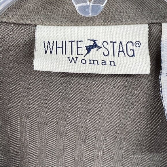 White Stag Womens Top 14W/16W Green Long Sleeve Button Front Heavyweight Shirt - Picture 4 of 9